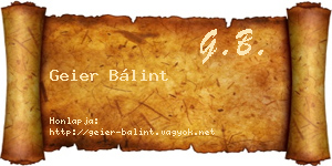 Geier Bálint névjegykártya